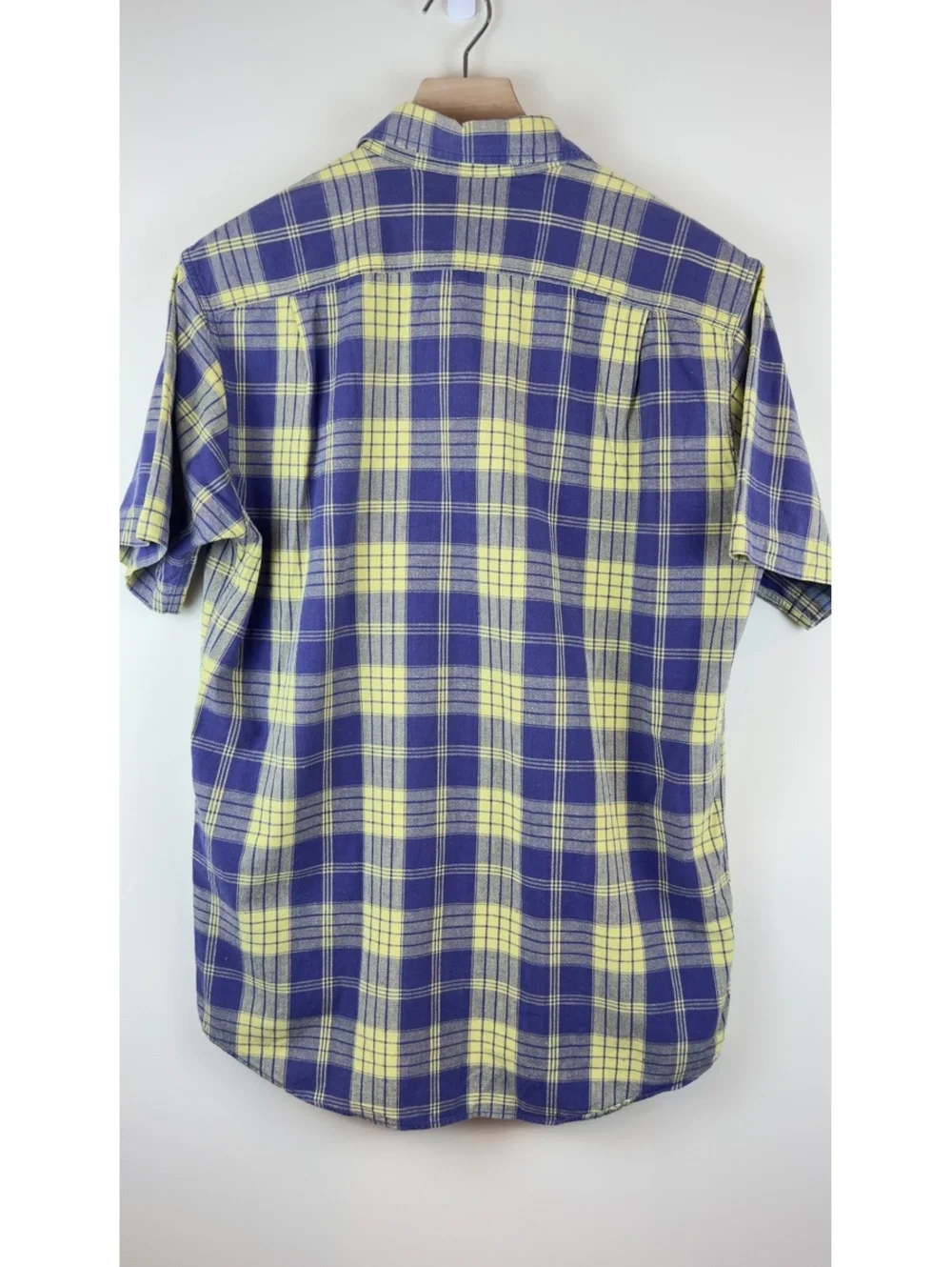 Vintage Polo Sport Ralph Lauren Mens S Blue Yellow Plaid Linen Shirt 90s
